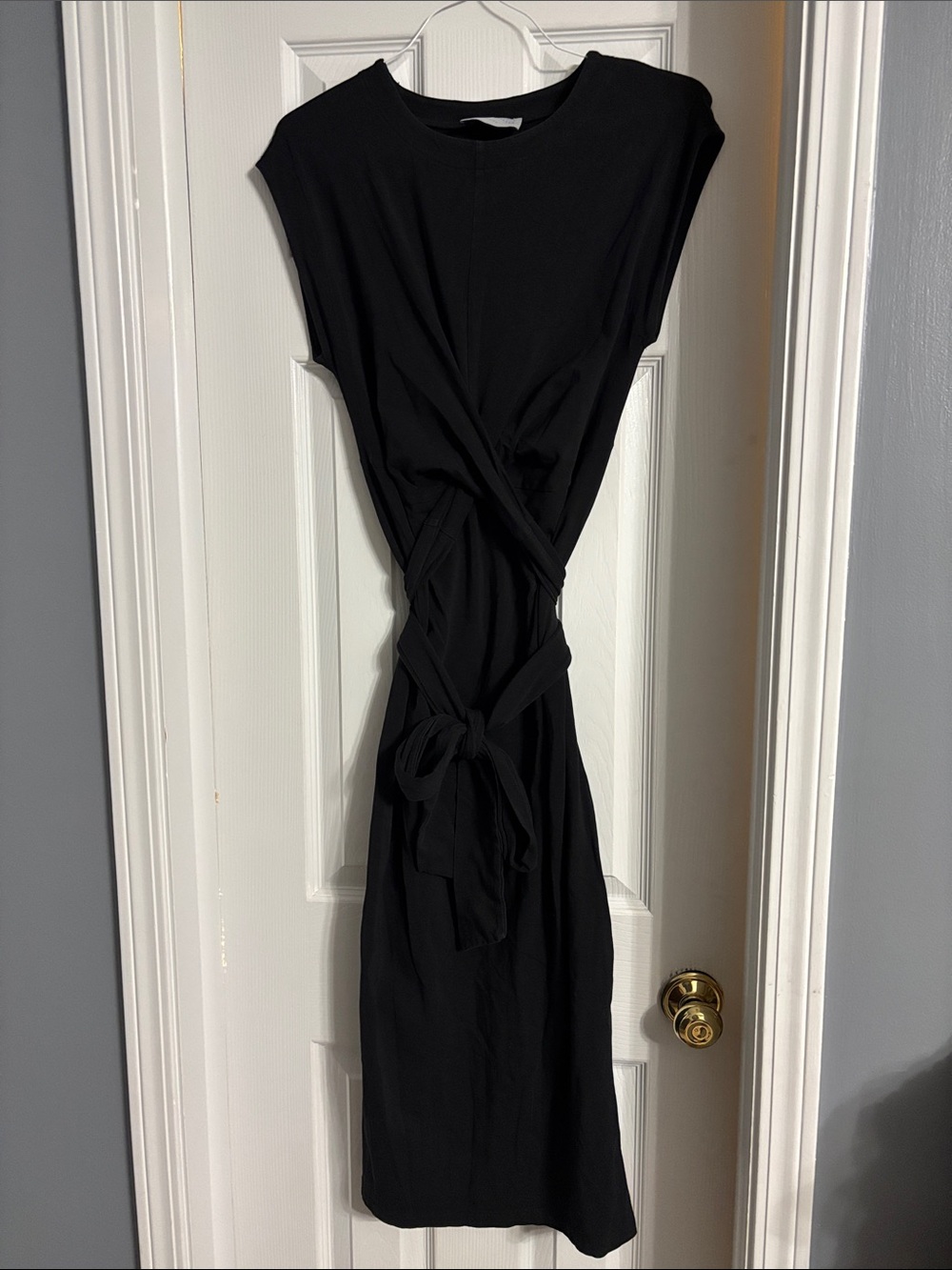 Modern Citizen Fei Tie-Front Organic Cotton Midi Dress in Black Size Medium - Picture 6 of 12